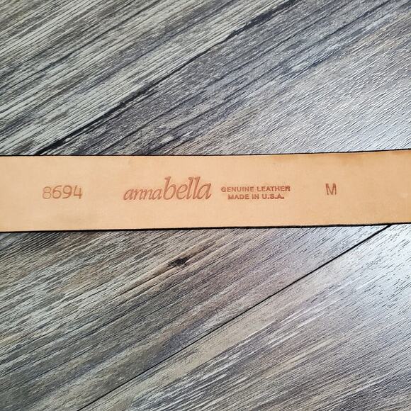 Annabella Genuine Leather Black Belt Size Medium Minimalist Classic Preppy - Picture 7 of 7